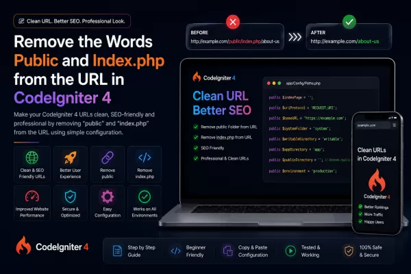 How to Remove 'public' and 'index.php' from URL in CodeIgniter 4